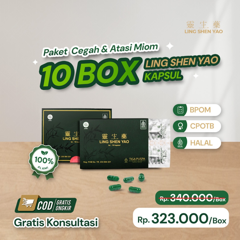 

Paket 10 Box LING SHEN YAO Kapsul - Herbal Alami bantu Cegah & Atasi Miom