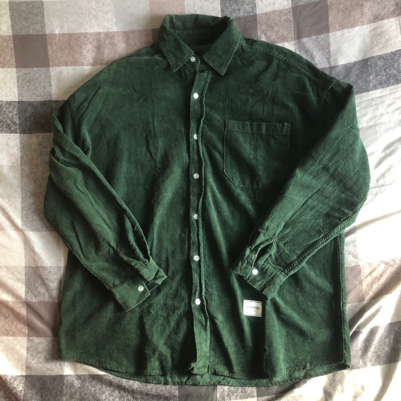 Green hunter Corduroy Shirt kemeja awesome apparel uniqlo outer
