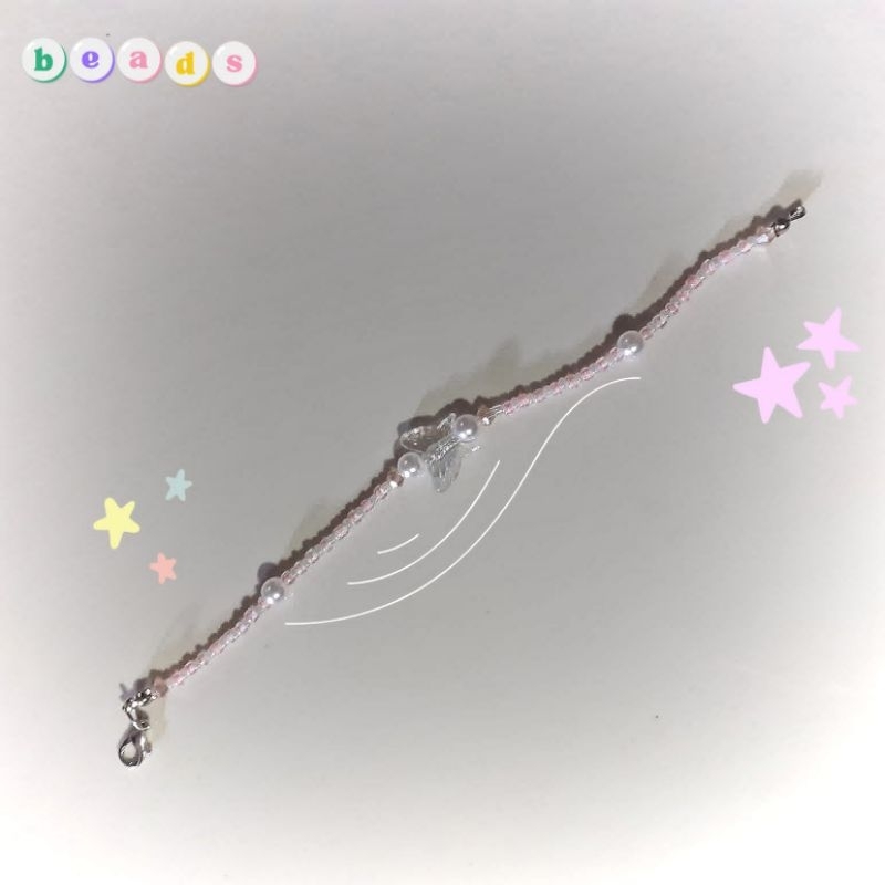 Butterfly Pink Beads Bracelet