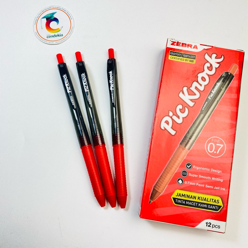 

Pulpen Pic Knock ZEBRA 0.7mm Merah - 1 pcs