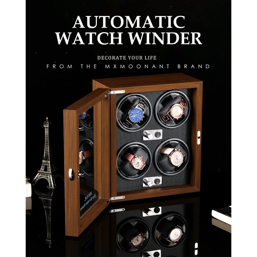 Watch Winding Winder Display Mesin Kotak Box Alat Pemutar Jam Tangan Otomatis 4 slot