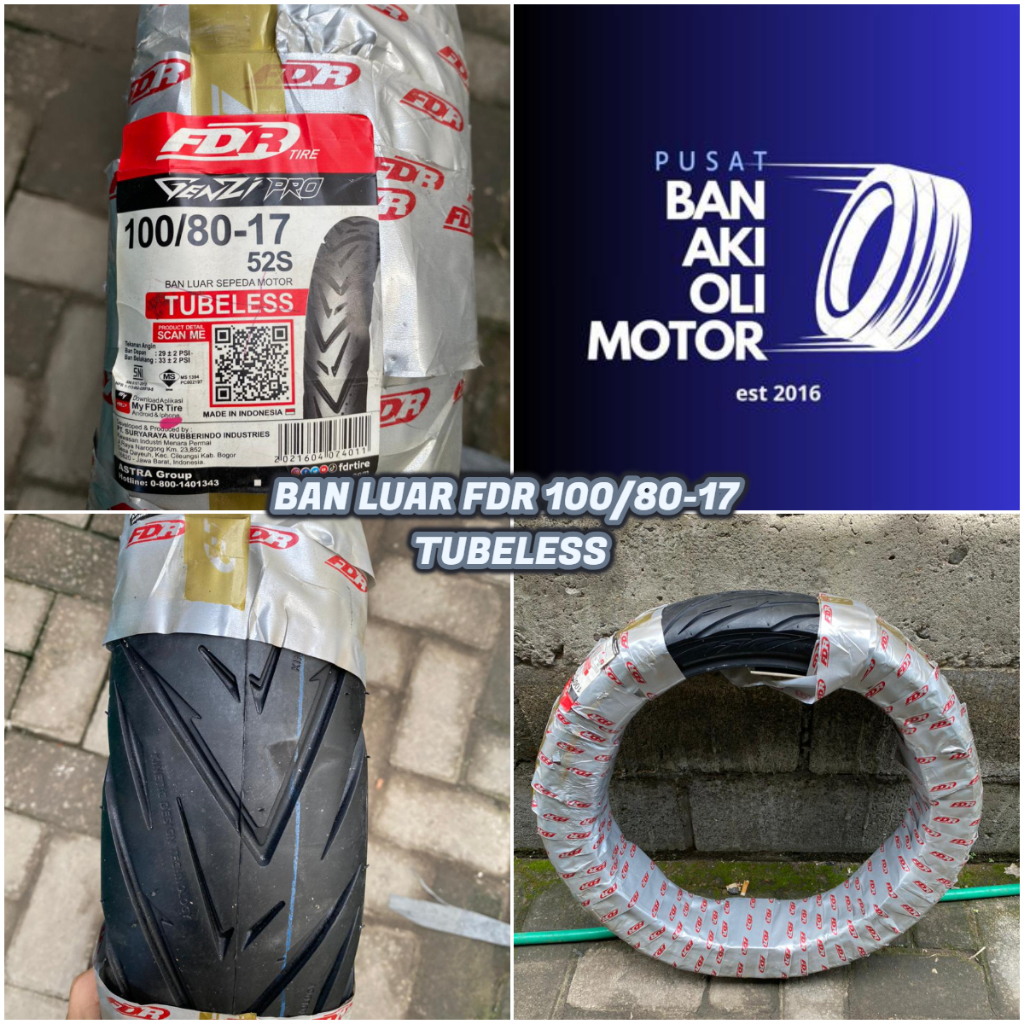 BAN LUAR FDR 100/80-17 TUBELESS || BAN LUAR MOTOR RING 17 FDR 100/80-17 TUBLESS