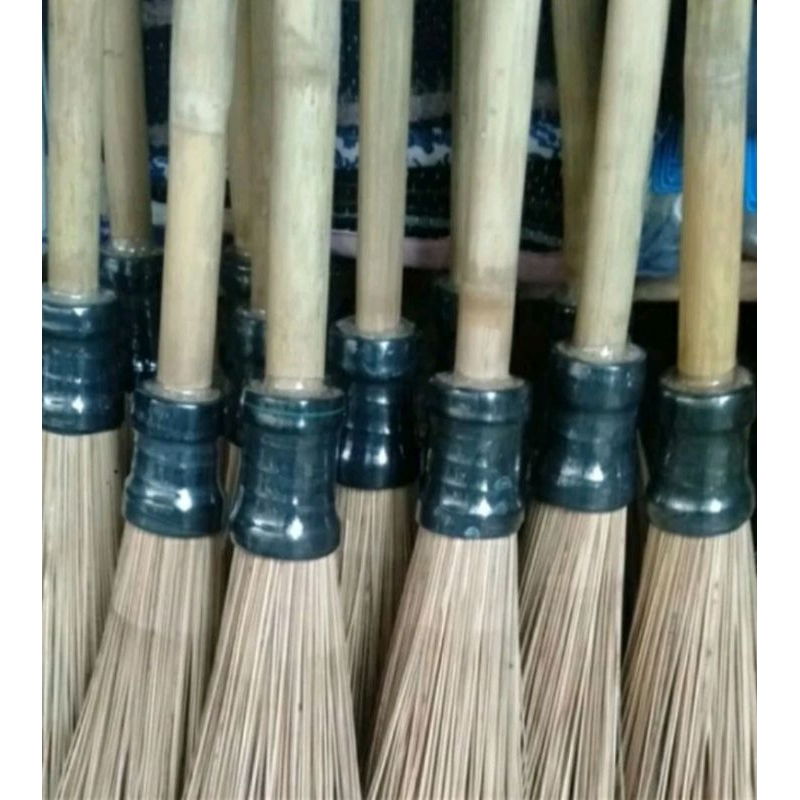 Sapu Lidi Taman Dengan Gagang Panjang Jumbo  Aren & Kirai Tidak Mudah Rontok dan Patah Gagang Bambu 
