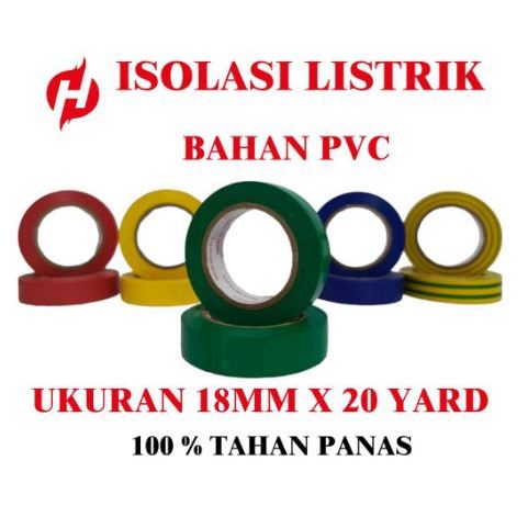 

ISOLASI LISTRIK PVC WARNA WARNI HOKI 18MMx20YARD TAHAN PANAS SOLASI SOLATIP 100% ASLI MEREK HOKI