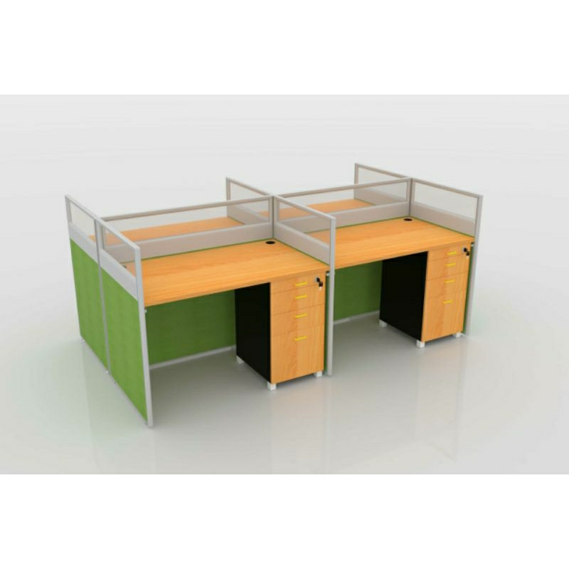 Meja Kantor Meja Kerja 4 Orang Workstation UNO 4PS Slim HG Molek Furniture
