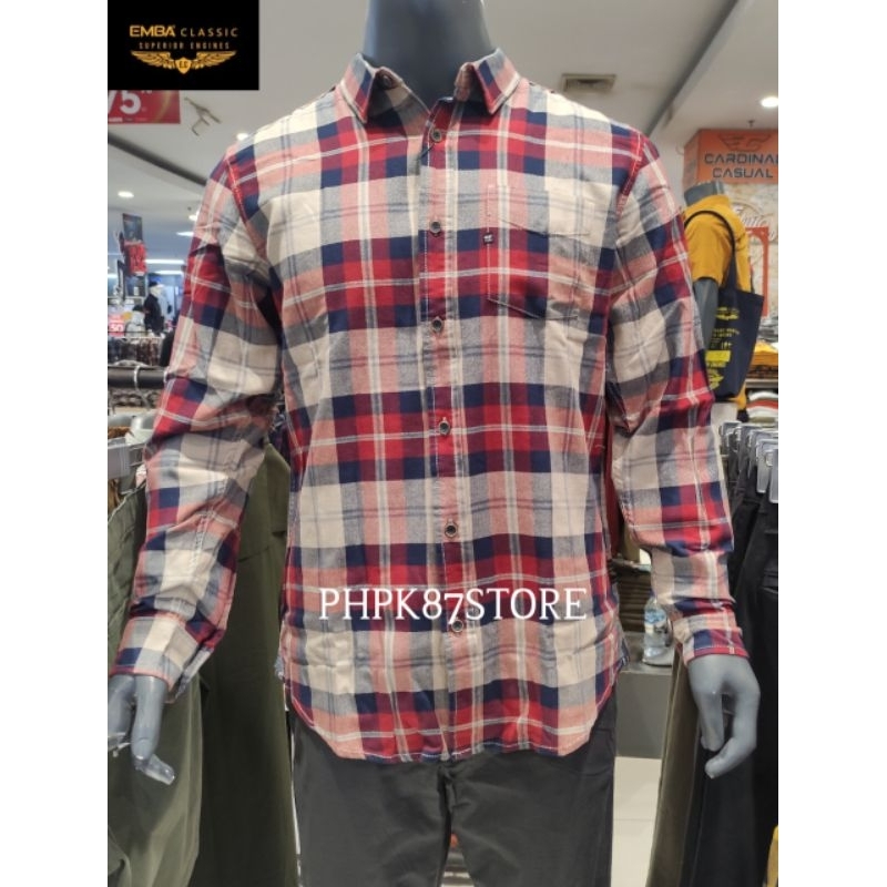 EMBA CLASIC Kemeja panjang pria kotak-kotak, kemeja fanel, kemeja pria original premium