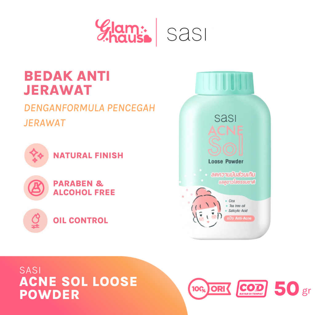 Sasi Acne Sol Loose Powder 50G | Bedak Tabur Jerawat Wajah Tahan Lama Original Thailand