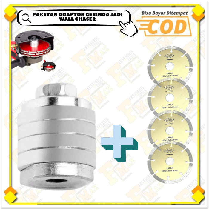 Adapter Gerinda Jadi Mesin Pelubang Tembok Untuk Pipa Air Adapter Bobok Set Mata gerinda 4 pcs