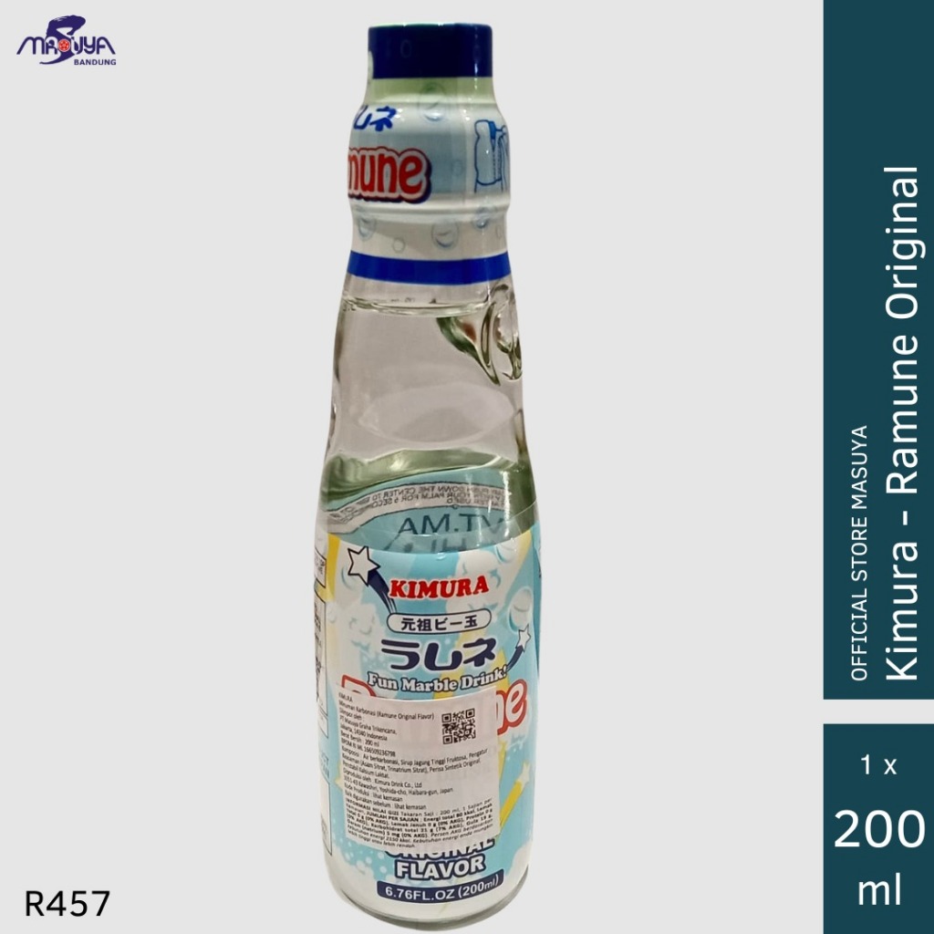 Kimura Ramune Original Minuman Soda Jepang Rasa Original 200 ml Minuman Soda Tutup Kelereng