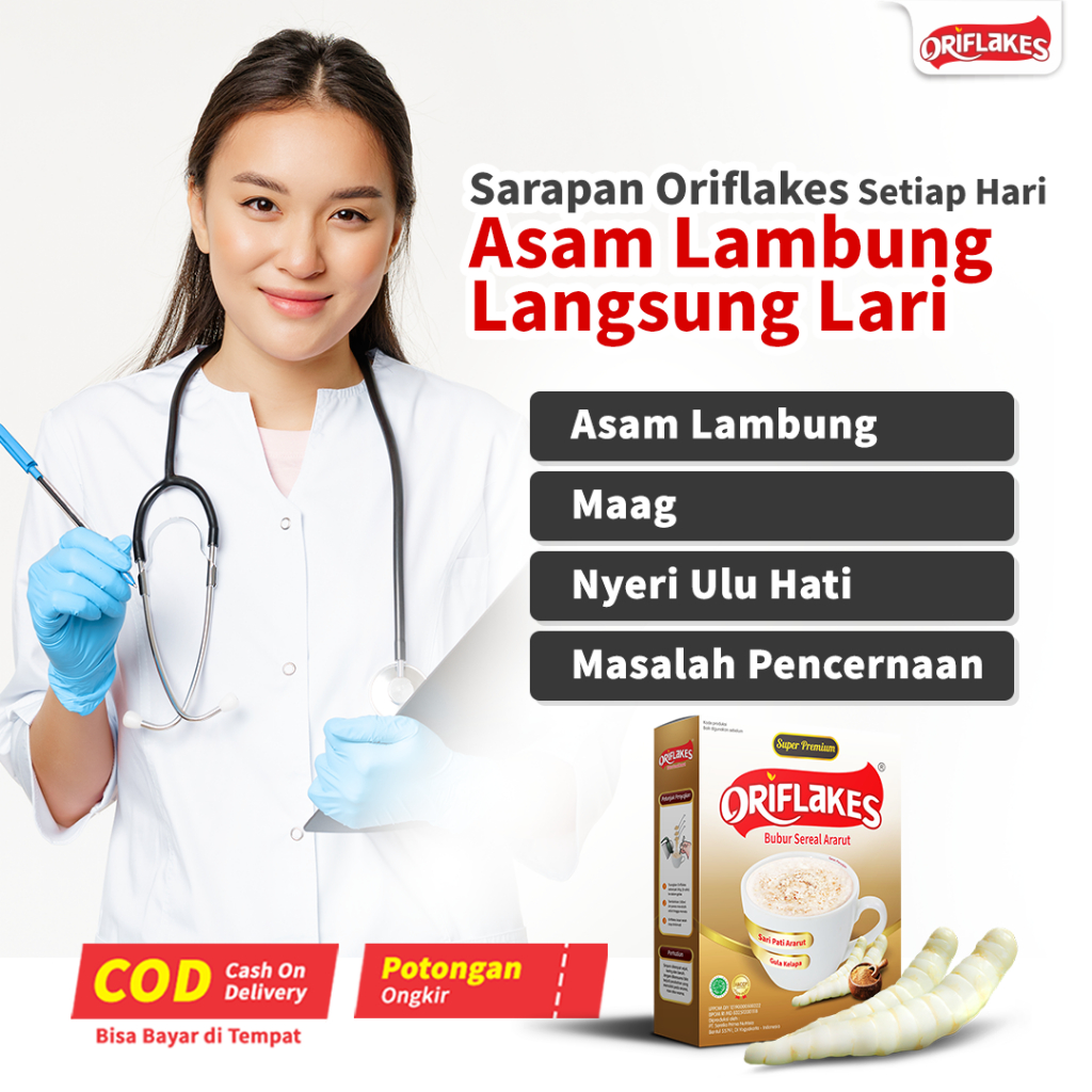 

Oriflakes bubur sereal umbi garut solusi maag asam lambung 350 grm - gula kelapa