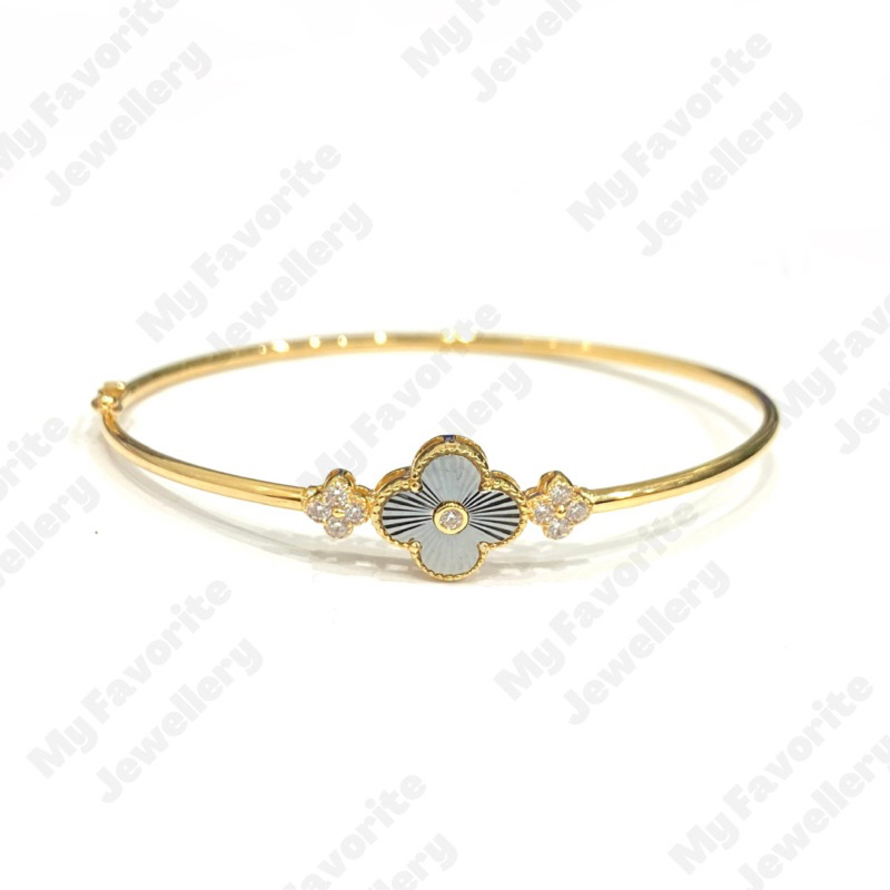 Gelang Clover Krom Emas Asli Kadar 700