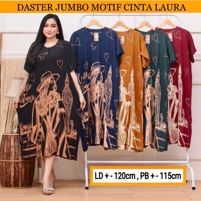 BEST SELLER Daster Jumbo Motif Cinta Laura - Daster Busui Lengan Pendek - Bahan Adem Lembut Rayon Me