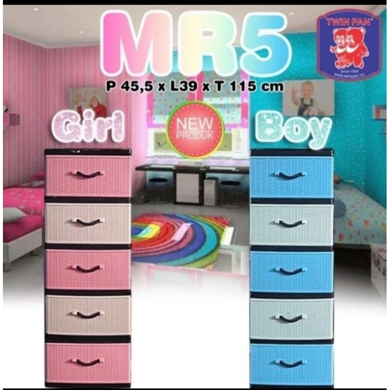 Laci plastik Twinpan / laci plastik motif rotan / laci plastik 5tingkat / laci plastik murah bagus