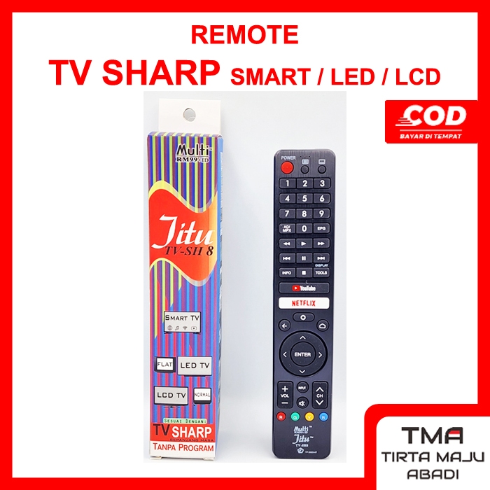 Remote Remot TV Sharp Smart / Led / Lcd / Tabung / smart / android Jitu sh8