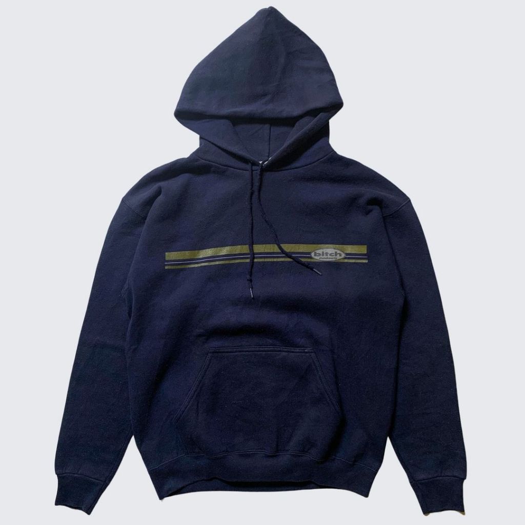 1990s Bitch Skateboards Stripes Round Pull Over Hoodie - Unisex - M
