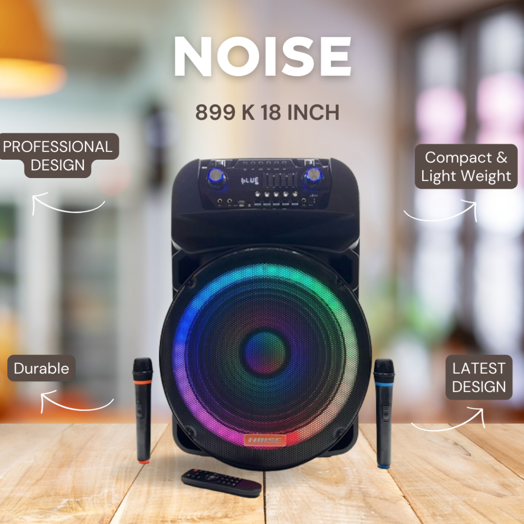 SPEAKER PORTABLE 899 K / 899K / 899-K 18 INCH BLUETOOTH USB PLUS 2 MIC WIRELESS RESMI NOISE