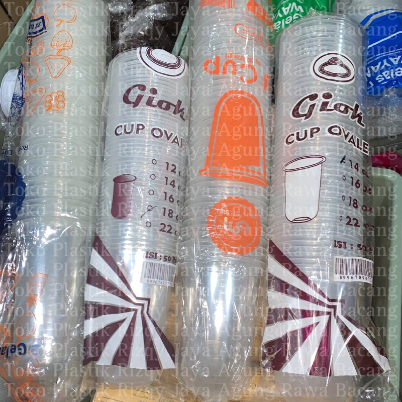 Cup / Gelas Plastik Oval uk 14oz 16oz 18oz 22oz