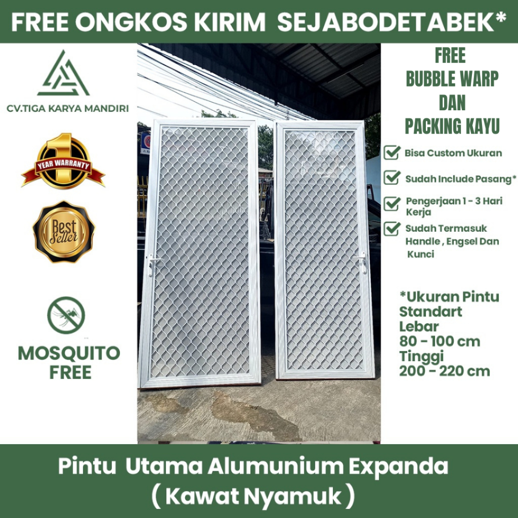 Pintu Expanda Kasa Nyamuk Aluminium / Pintu Alumunium Kawat Nyamuk SUPER Premium Quality