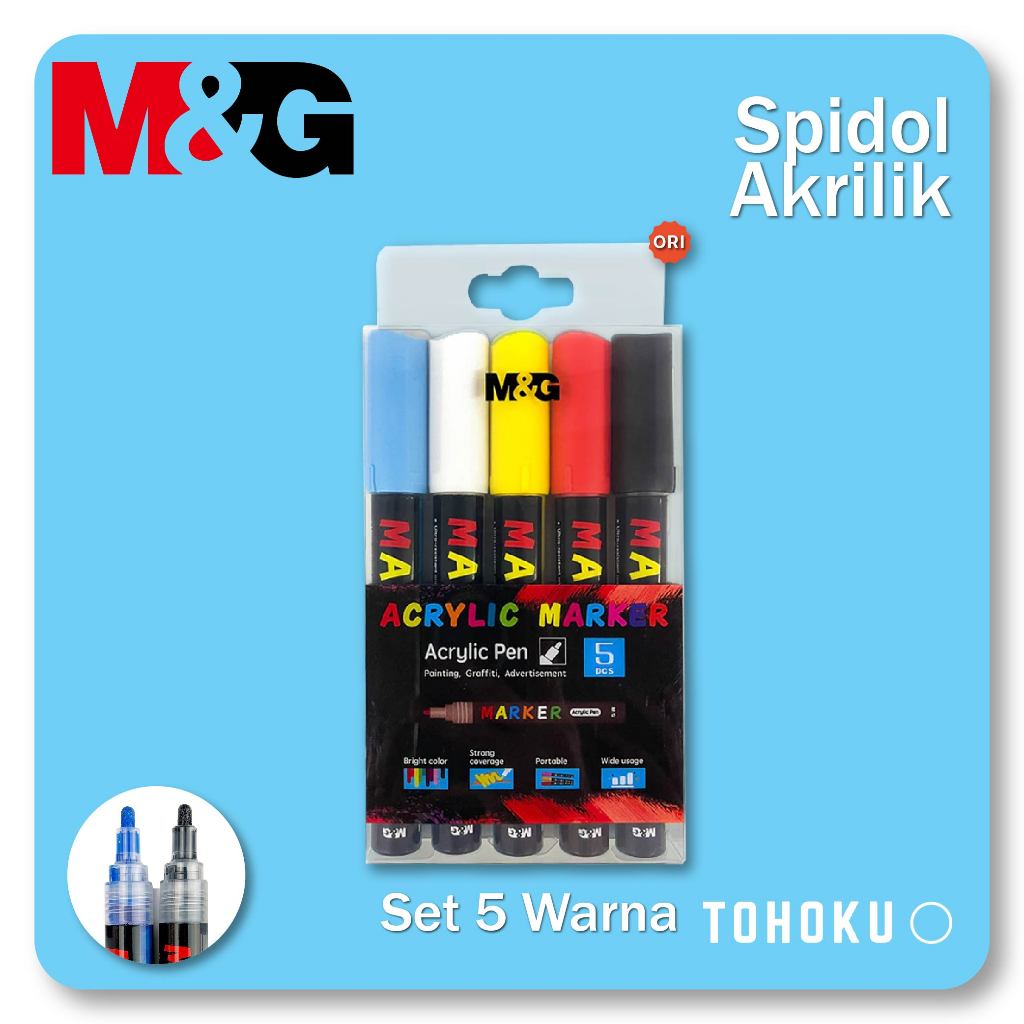 

M&G - Spidol Akrilik Set 5 | Acrylic Marker Spidol Kaca Spidol Segala Permukaan MNG