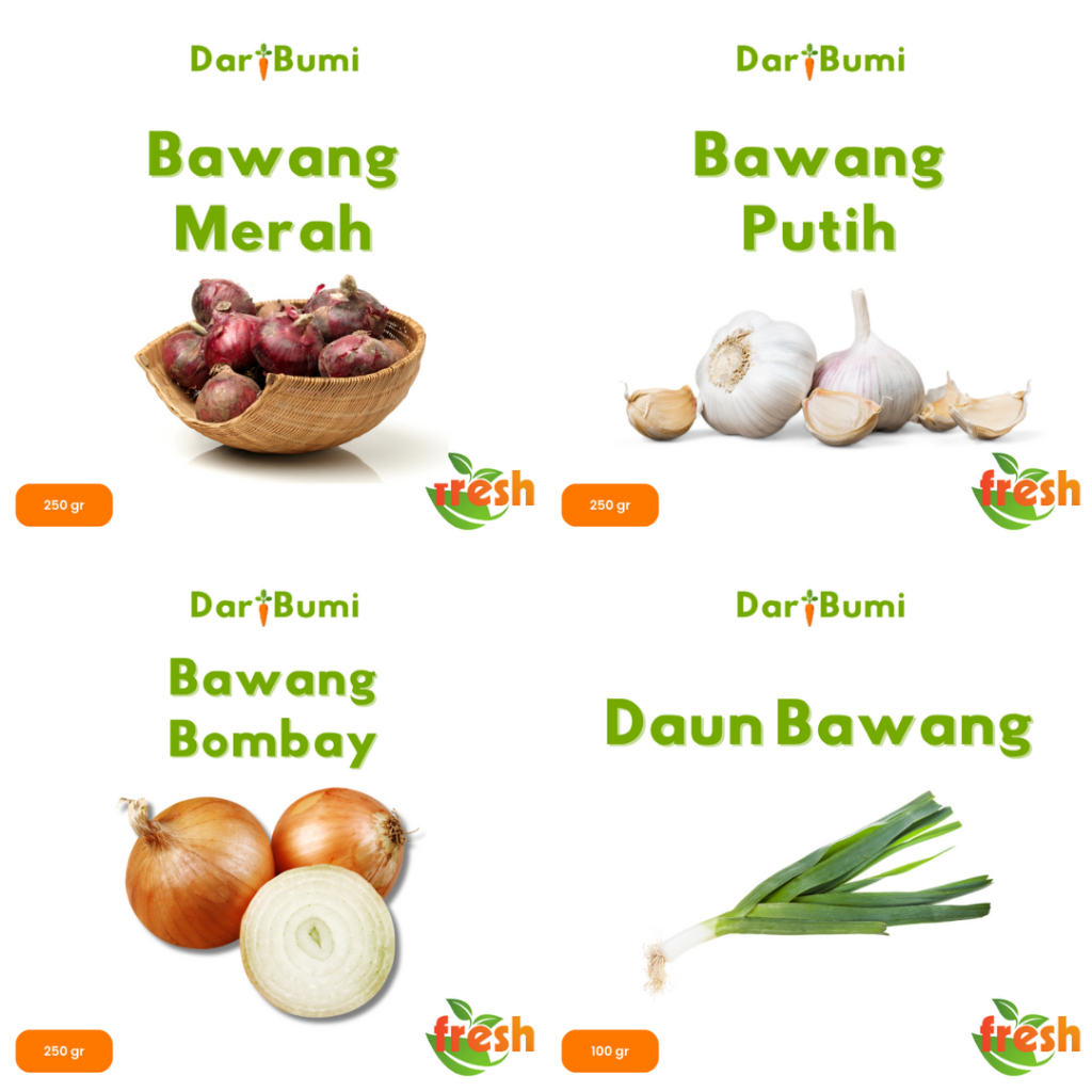 

Sayur Segar Bawang Merah / Bawang Putih / Bawang Bombay / Daun Bawang - Dari Bumi Online