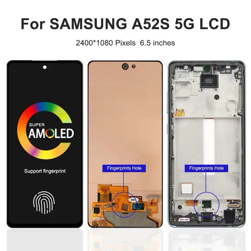 LCD SAMSUNG A52 A52S AMOLED Fullset Frame Original 100% Bisa Fingerprint