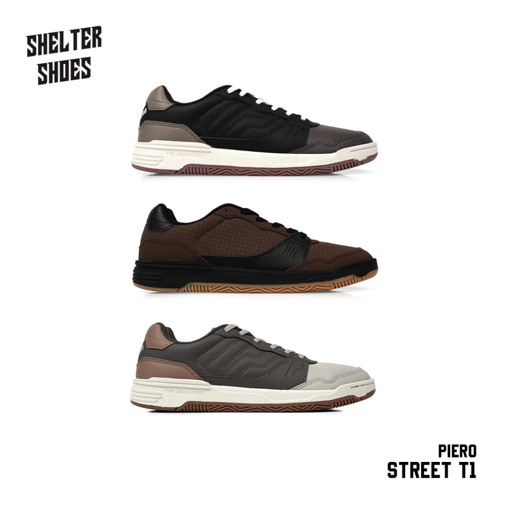 SEPATU PIERO STREET T1 ELV CNY ESPANA WHITE BLUE GUM ALASKA RUSHER SNEAKERS RUNNING LONDON DERBY BUR