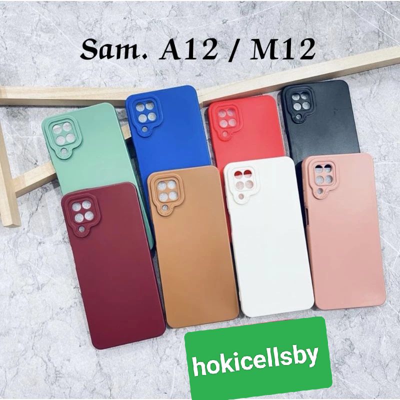 Soft Case Samsung A12 /Samsung M12 Case Clear macaron Slikon hp CESING hp Pro Camera Candy full colour TPU 3D