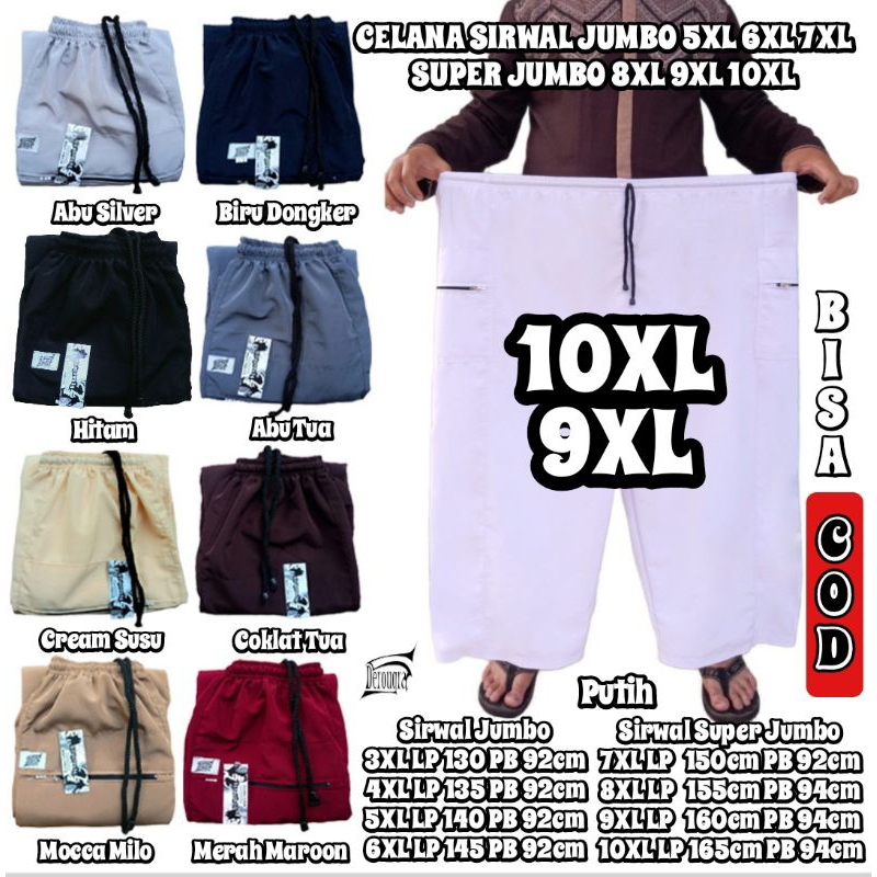 Celana Putih Haji Umroh Jumbo Muslim Celana Sirwal Big Size M L XL XXL XXXL 4XL 5XL 6XL 7XL 8XL 9XL 