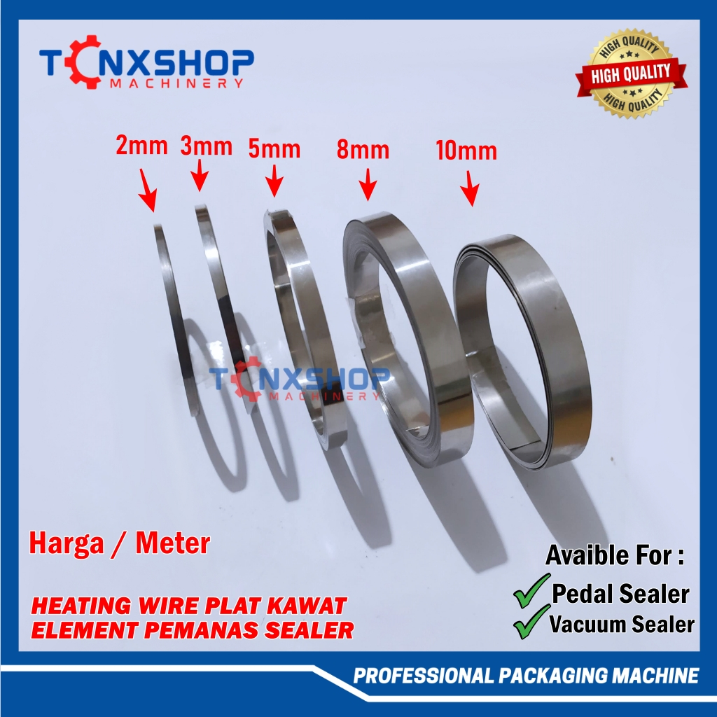 Heating Wire 2mm 3mm 5mm 8mm 10mm Plat Kawat Meteran Element Pemanas Sealer Pedal Sealer Vacuum Seal