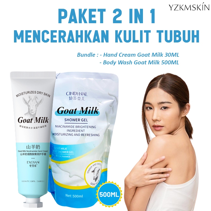 YZKMSKIN - 2 IN 1 CINDYNAL Goat Milk Whitening Body WashSabun Mandi Cair Susu Kambing Efektif Mencer
