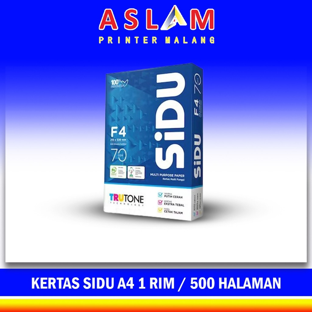 

Kertas A4 Sidu 70 Gram Kertas Sidu F4 / Folio isi 1 Rim 500 Lembar