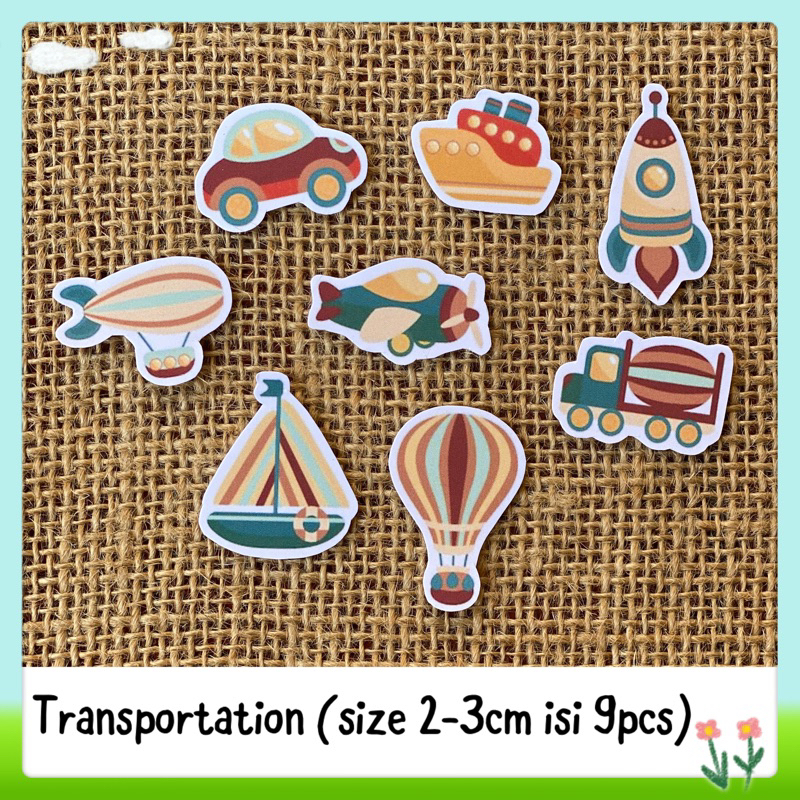 

9pcs sticker tempelan glossy transportation / alat transportasi