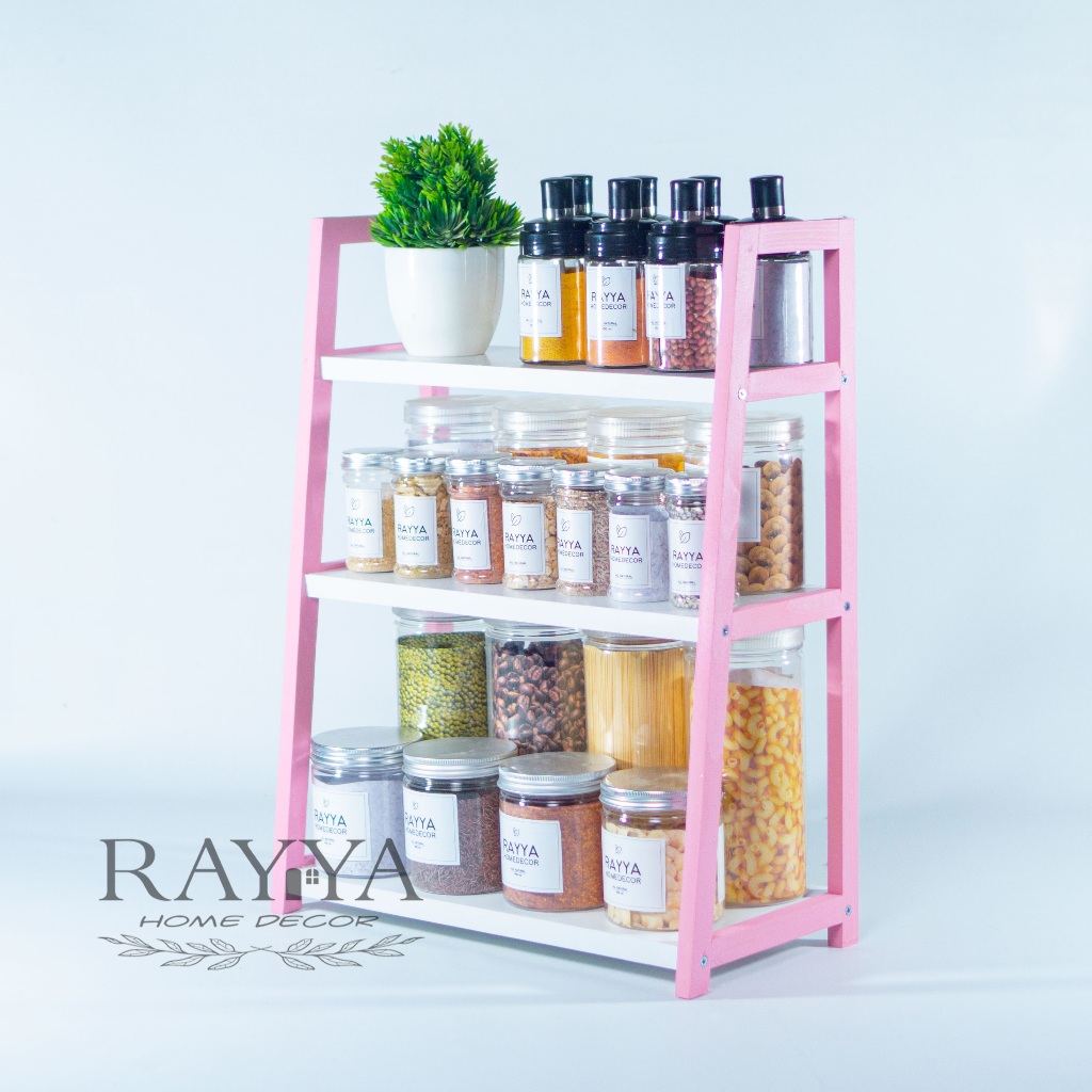 BESAR RAK BUMBU DAPUR SERBAGUNA 3 SUSUN JUMBO/RAK KOSMETIK/RAK PAWON /RAK KAYU MULTIFUNGSI