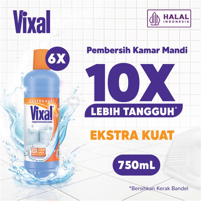 Vixal Pembersih Porselen & Kamar Mandi HCl Anti Kerak Bandel Ekstra Kuat 750 mL x6