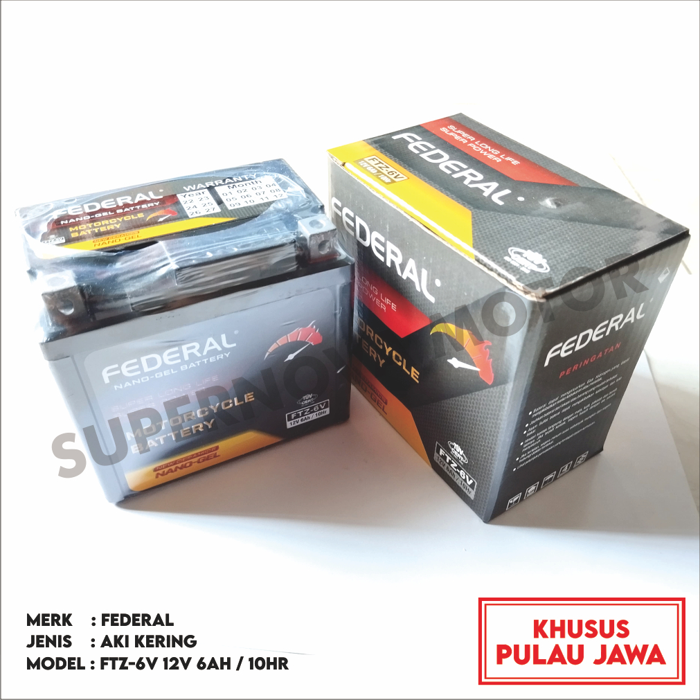 AKI KERING FEDERAL FTZ-6V / GTZ-6V 12V 6AH 10/HR ACCU BATTERY BATTERY AKI MOTOR VARIO 125 / 150 / 16