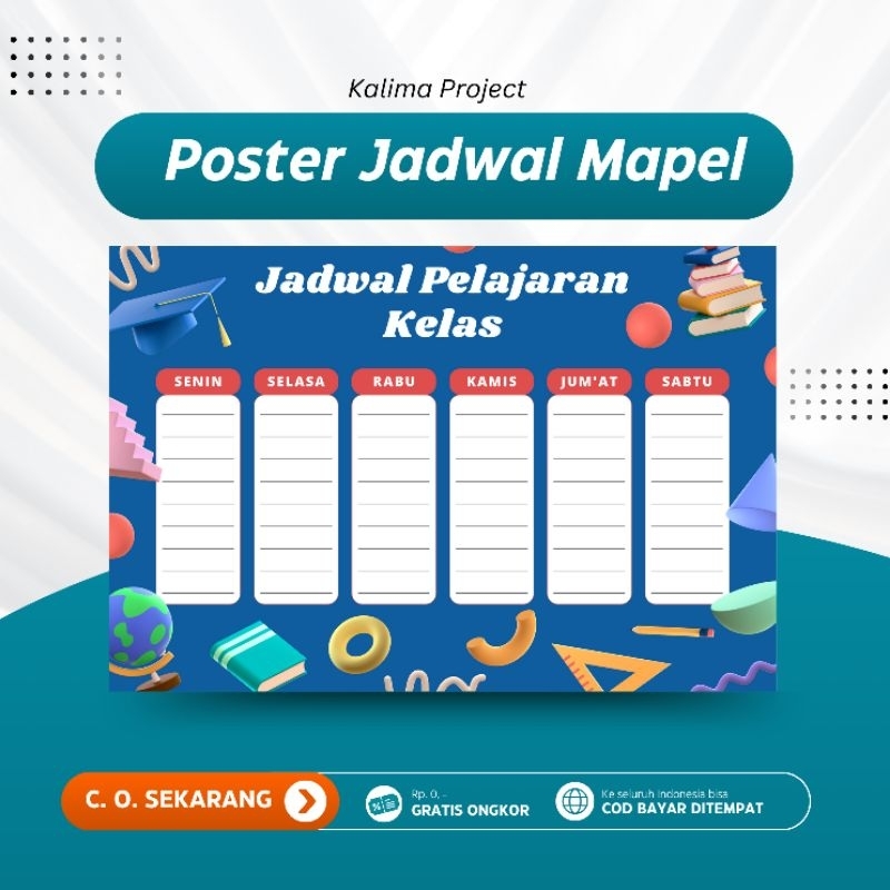 

003 Poster Jadwal Pelajaran Sekolah Poster Jadwal Mapel Kelas
