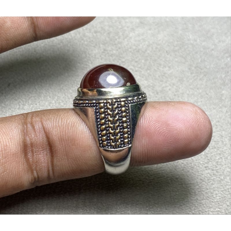 Cincin Batu Garnet Natural Hessonite Garnet Ring batu hesonite garnet Dim 17x14