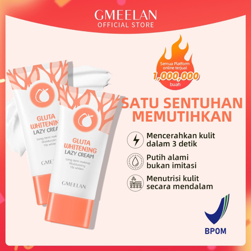 GMEELAN Gluta Whitening Lazy Cream 30g Krim Siang Pemutih Niacinamide Dari Belanda Pelembab Wajah Pe