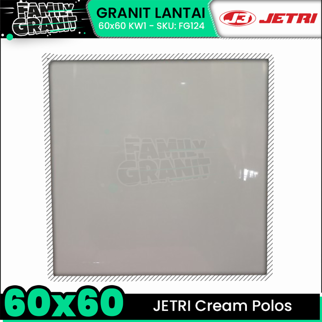 Granit Lantai Murah 60x60 JETRI Cream Polos Original Super Glossy KW1