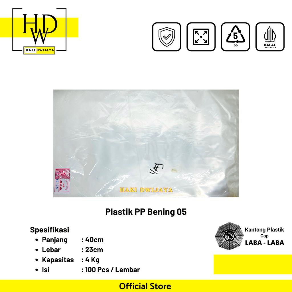 Kantong Plastik Bening PP 23x40cm 4kg Tebal 0,5 - Laba Laba