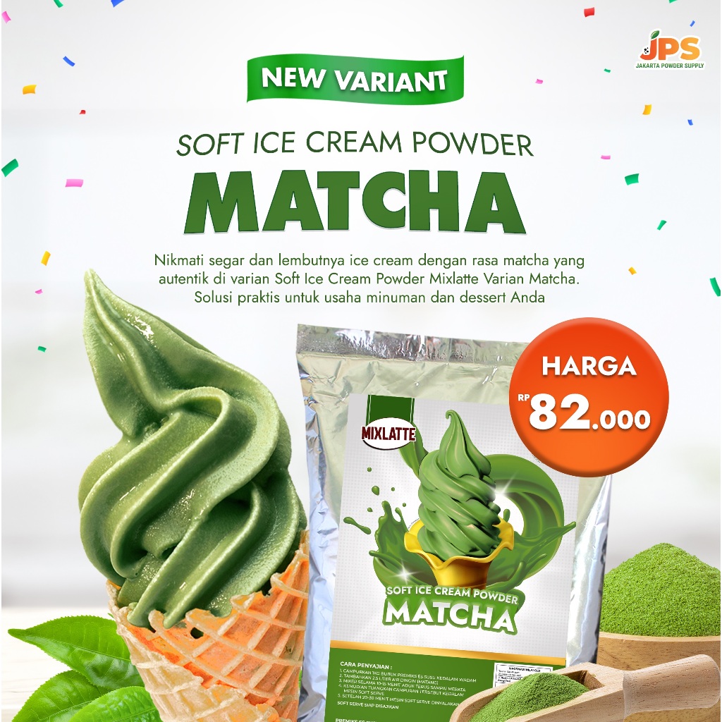 

Bubuk Ice Cream Cokelat, Vanilla, Strawberry Soft Ice Cream Powder 1 Kg
