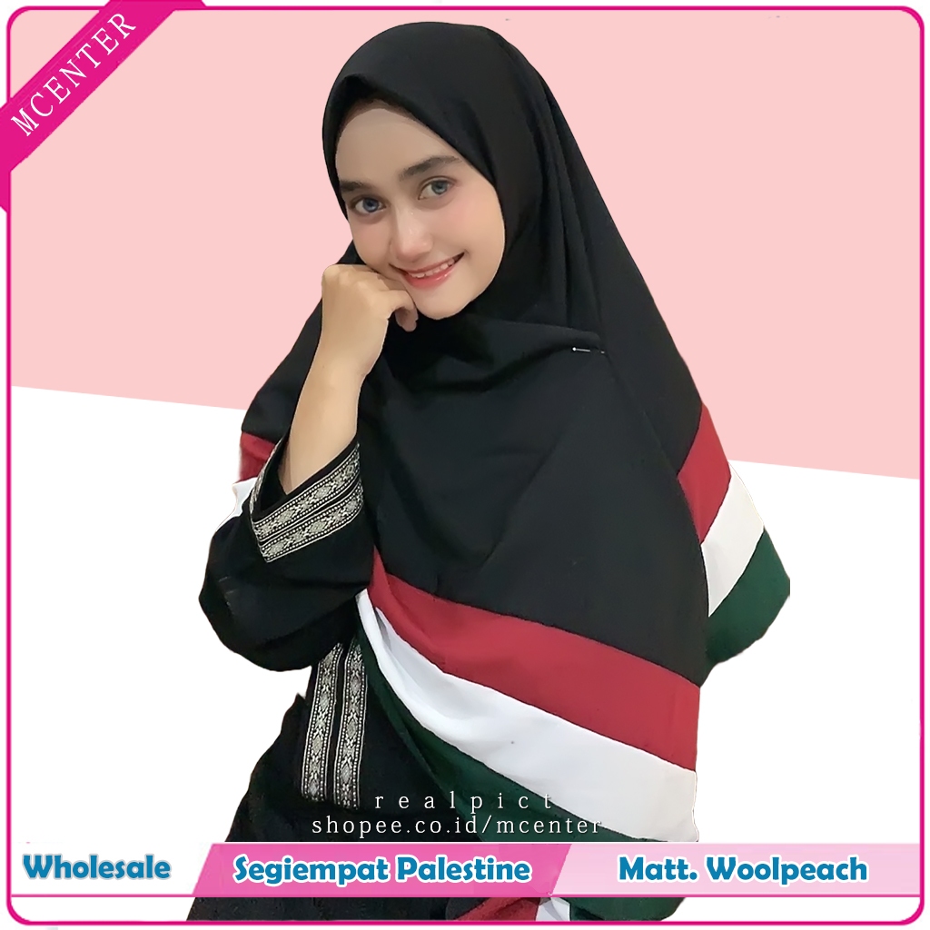 Hijab Palestina 150 x 150 cm Warna Kerudung Hitam Krudung Segi Empat Palestine Jumbo syari
