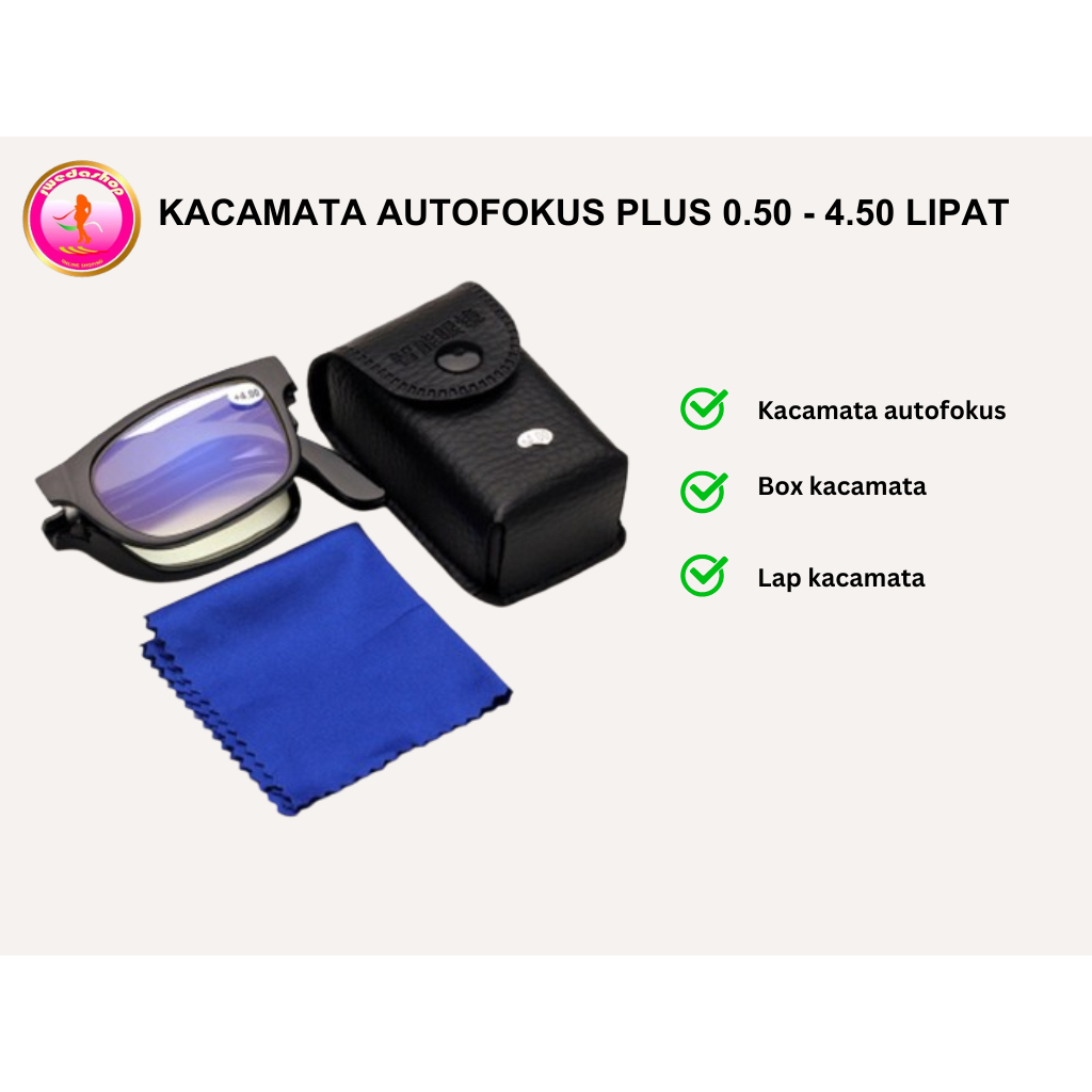 Kacamata Baca PLUS Auto Fokus Lipat 3in1 anti radiasi anti uv