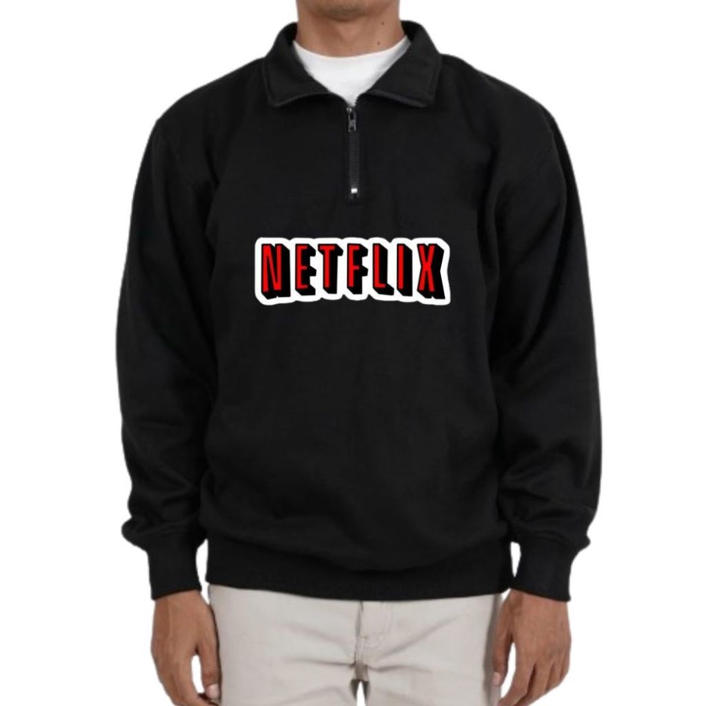 Sweater Rugby Halfzip Black Netflix