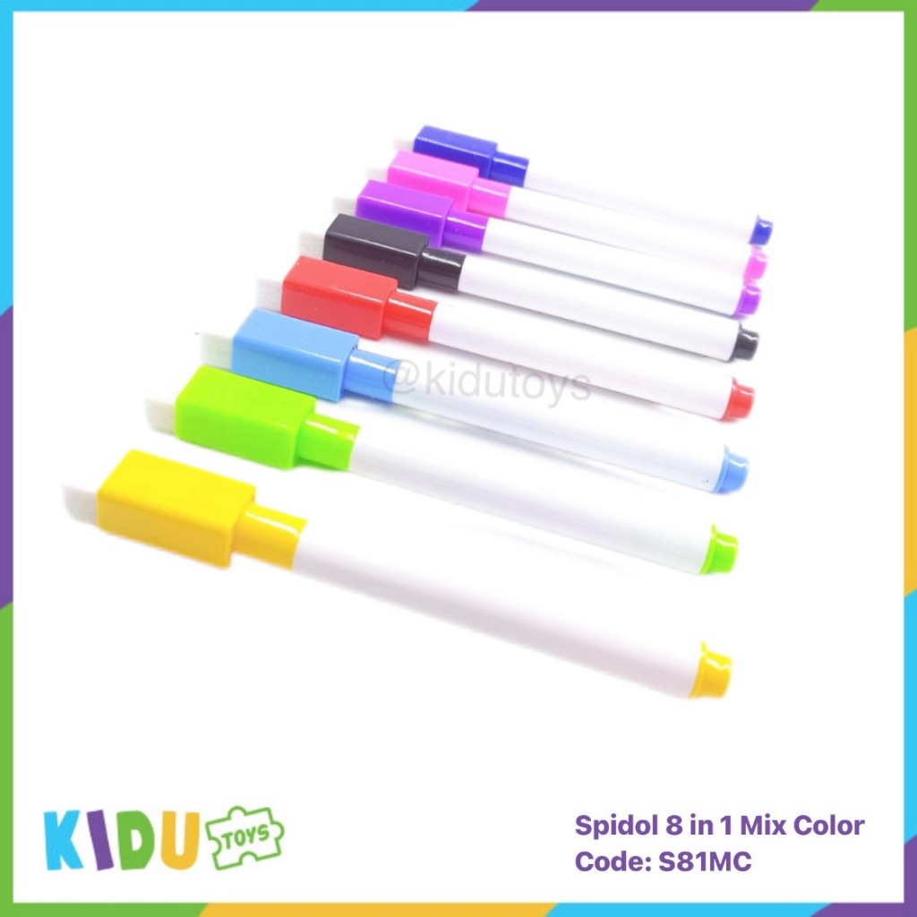 

Spidol Anak Bisa Dihapus Spidol Penghapus Papan Tulis Mini 8 Warna Penghapus Wipe Clean Kidu Toys