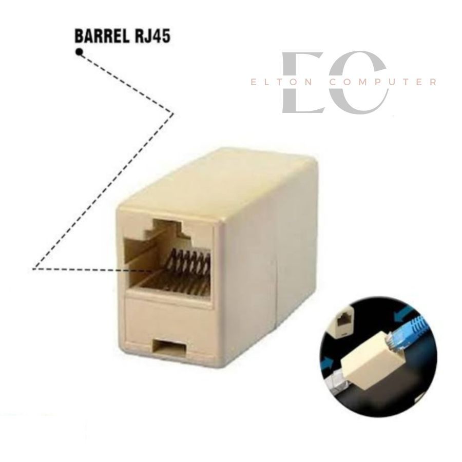 Barel RJ45 Coupler Female to Female (BAREL RJ 45) / Barel 1 ke 1 / Sambungan RJ45 Barel UTP / Konekt