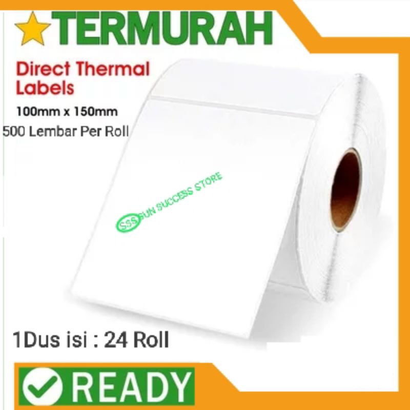 

Kertas Sticker Thermal / Thermal Label Barcode 100mm x 150mm A6 isi : 500 Lembar Per Roll