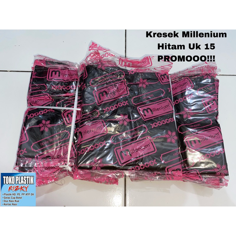 Kantong kresek hitam/kantong kresek merk millenium/kresek hitam uk 15