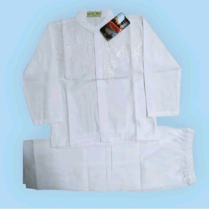 SETELAN BAJU KOKO ANAK LAKI LAKI LENGAN PANJANG/Baju Muslim Atasan Kemeja Muslim Anak warna putih bo