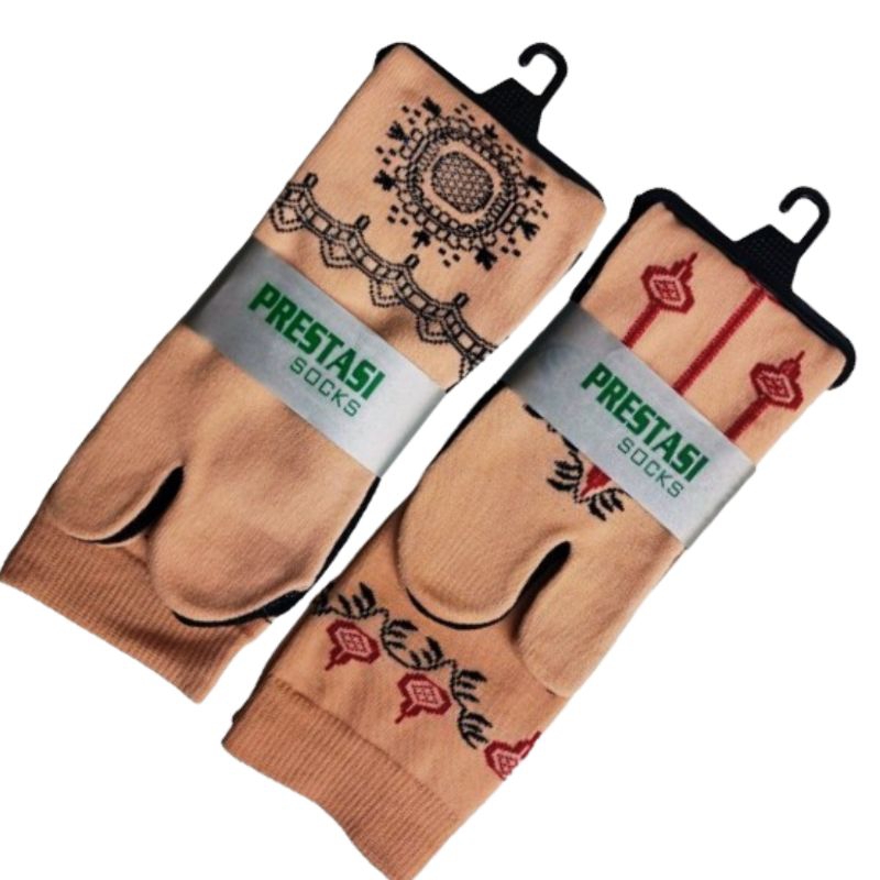 Kaos Kaki Jempol Panjang Wanita Muslimah Colat Cream Motif Hena / Kaos Kaki Panjang Jempol Wanita Mu